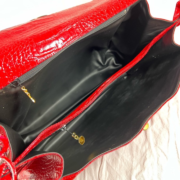 Caggiano Vintage Red Leather Briefcase Messenger Bag - Picture 10 of 14